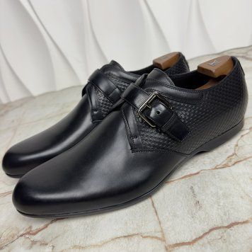 Monk Derby Shoes Black Leather
