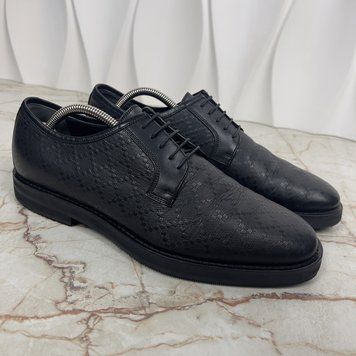 Diamante Derby Lace Up Black Leather