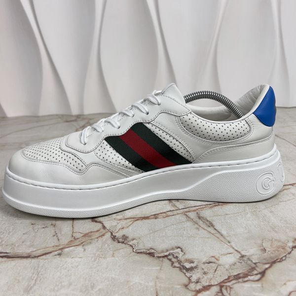 Gucci Chunky GG Web Perforated Sneakers White Leather