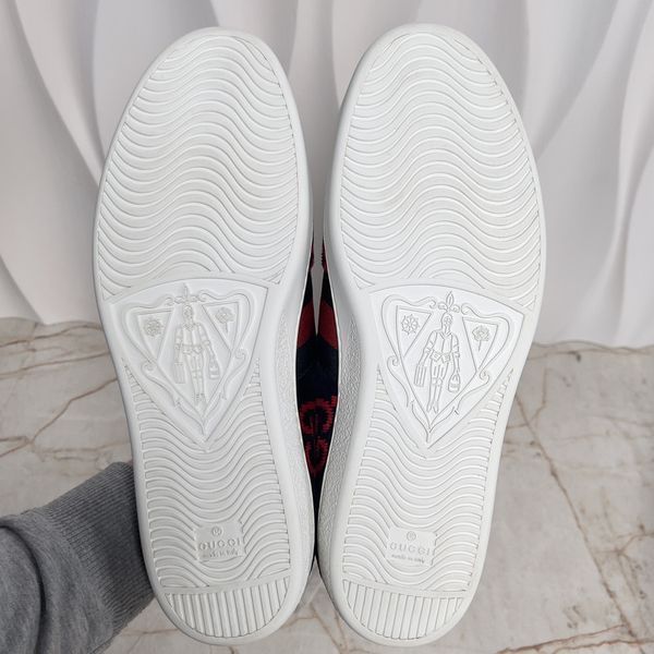 Ace GG Monogram Sneakers Terry Cloth Blue Velour