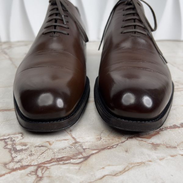 Класичне взуття оксфорди Elkan коричневі шкіряні Burnished Wholecut 3713 фото