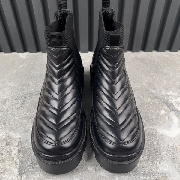 Nappa Matelasse Frances GG Chelsea Ankle Boots Black Leather