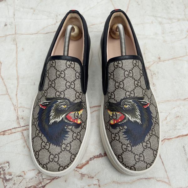 Dublin Wild Wolf GG Supreme Slip-On Beige Leather