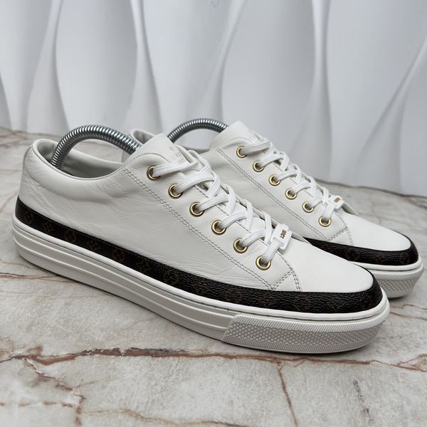 Stellar Sneakers Monogram Trim White Leather