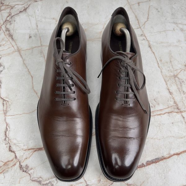 Класичне взуття оксфорди Elkan коричневі шкіряні Burnished Wholecut 3713 фото