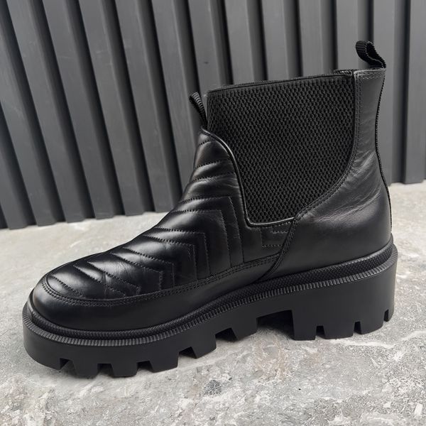 Nappa Matelasse Frances GG Chelsea Ankle Boots Black Leather