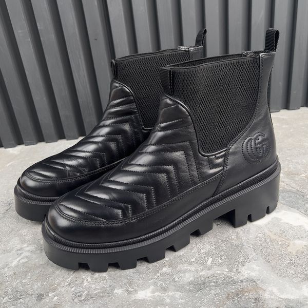Nappa Matelasse Frances GG Chelsea Ankle Boots Black Leather