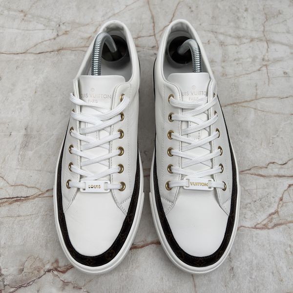 Stellar Sneakers Monogram Trim White Leather