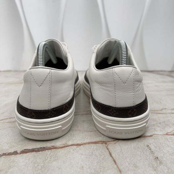Stellar Sneakers Monogram Trim White Leather