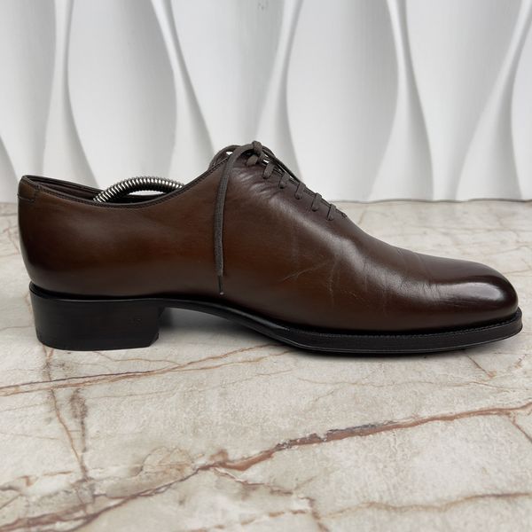Класичне взуття оксфорди Elkan коричневі шкіряні Burnished Wholecut 3713 фото