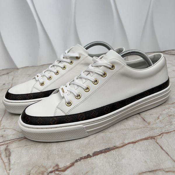Stellar Sneakers Monogram Trim White Leather