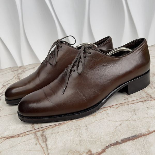 Класичне взуття оксфорди Elkan коричневі шкіряні Burnished Wholecut 3713 фото