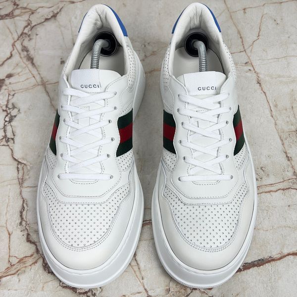 Gucci Chunky GG Web Perforated Sneakers White Leather