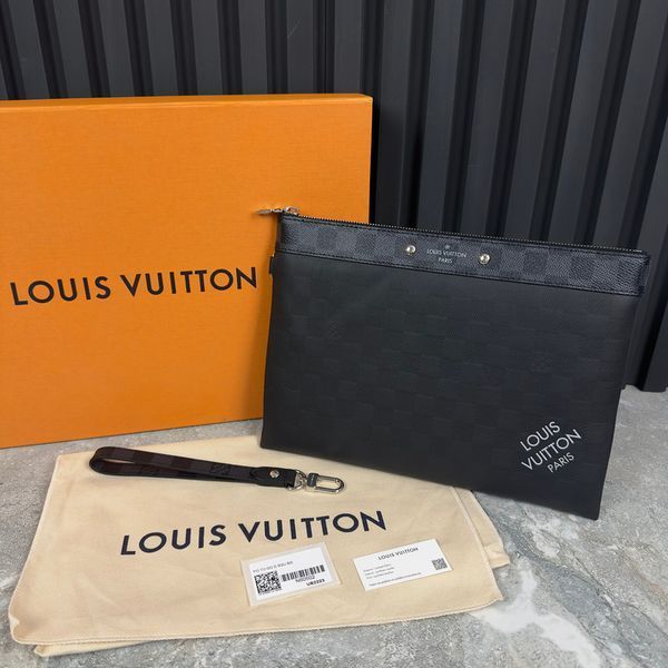 Pochette Discovery Pm Clutch Damier Black Leather