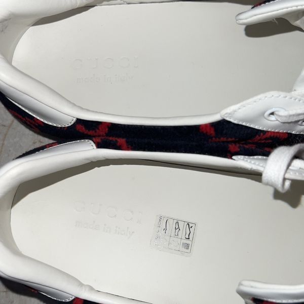 Ace GG Monogram Sneakers Terry Cloth Blue Velour