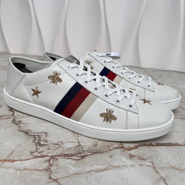ACE Web Sneakers Stars Bees Embroidered White Leather
