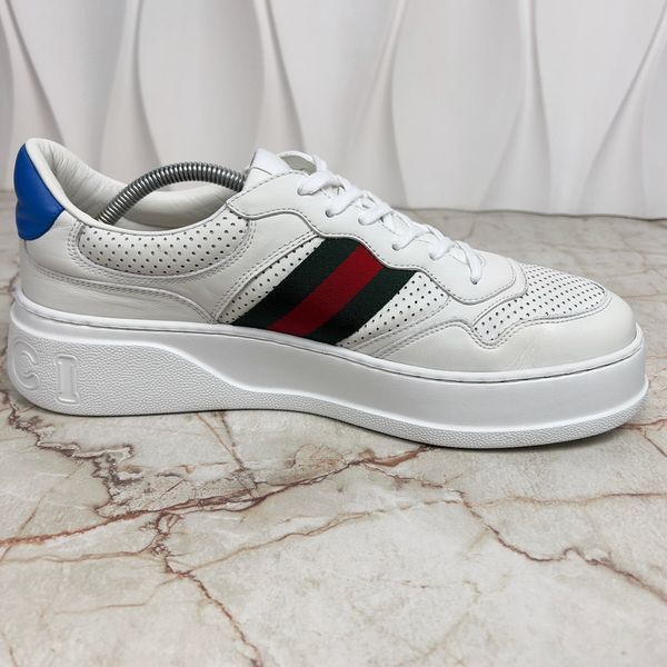 Gucci Chunky GG Web Perforated Sneakers White Leather