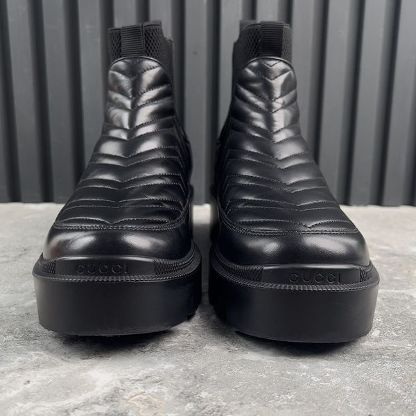 Nappa Matelasse Frances GG Chelsea Ankle Boots Black Leather