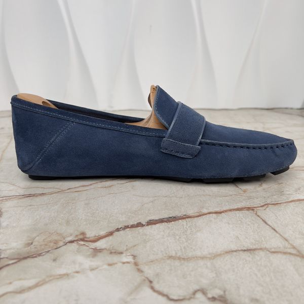 Marmont Double G Collapsible Heels Moccasins Blue Suede