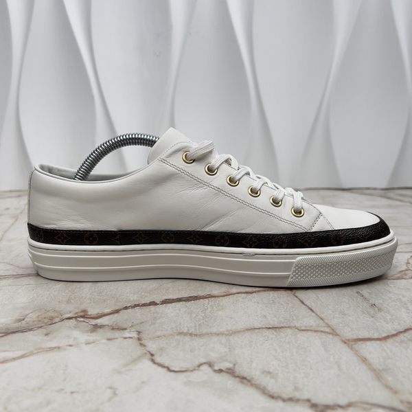 Stellar Sneakers Monogram Trim White Leather