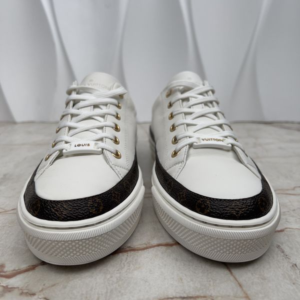 Stellar Sneakers Monogram Trim White Leather