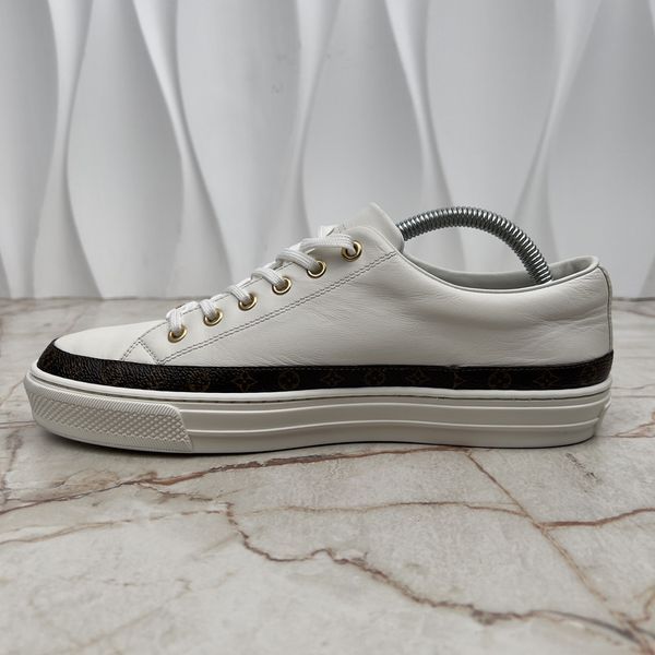 Stellar Sneakers Monogram Trim White Leather