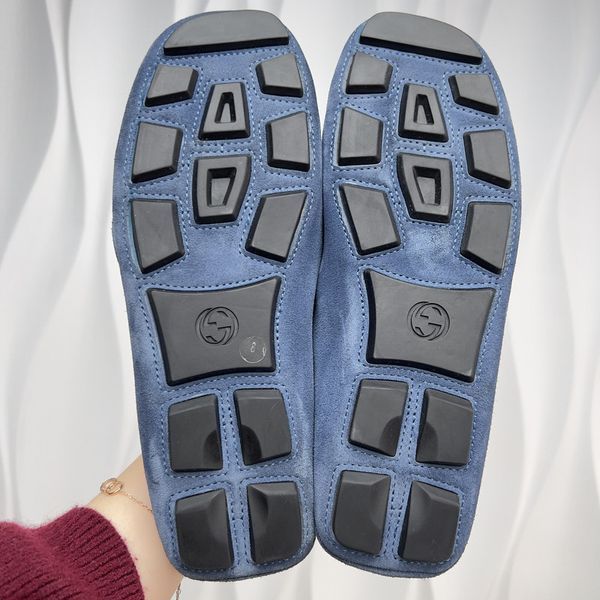 Marmont Double G Collapsible Heels Moccasins Blue Suede