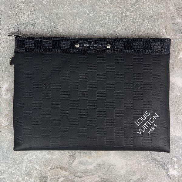 Pochette Discovery Pm Clutch Damier Black Leather