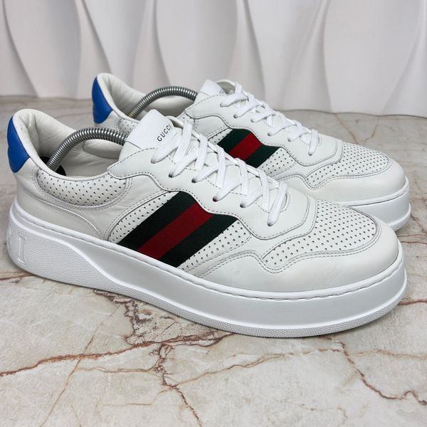 Gucci Chunky GG Web Perforated Sneakers White Leather