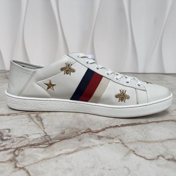 ACE Web Sneakers Stars Bees Embroidered White Leather