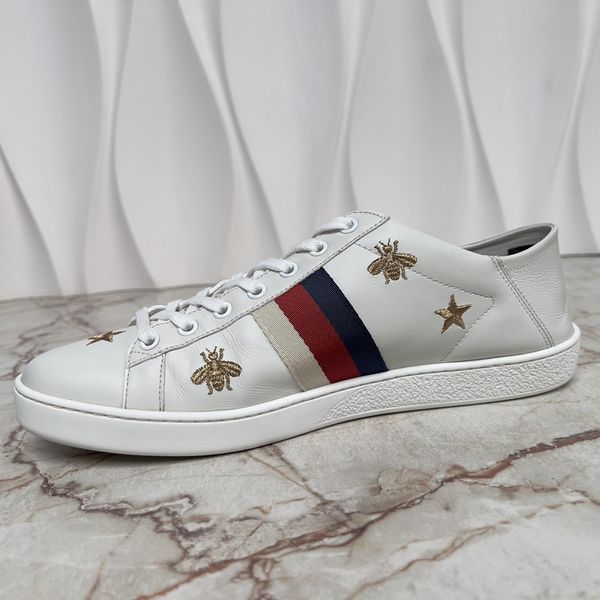 ACE Web Sneakers Stars Bees Embroidered White Leather