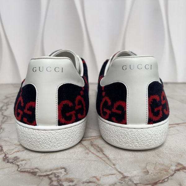 Ace GG Monogram Sneakers Terry Cloth Blue Velour