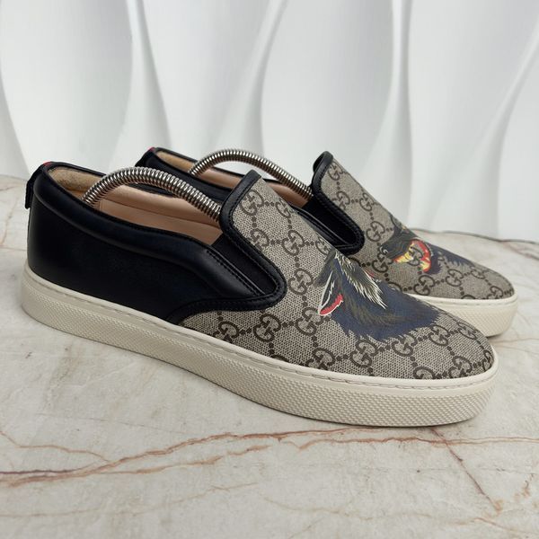 Dublin Wild Wolf GG Supreme Slip-On Beige Leather