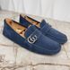 Marmont Double G Collapsible Heels Moccasins Blue Suede