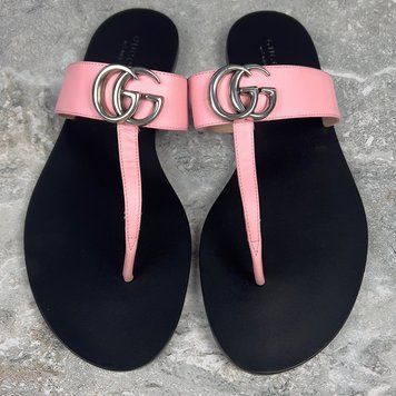 Thong GG Buckle Marmont Sandals Pink Leather