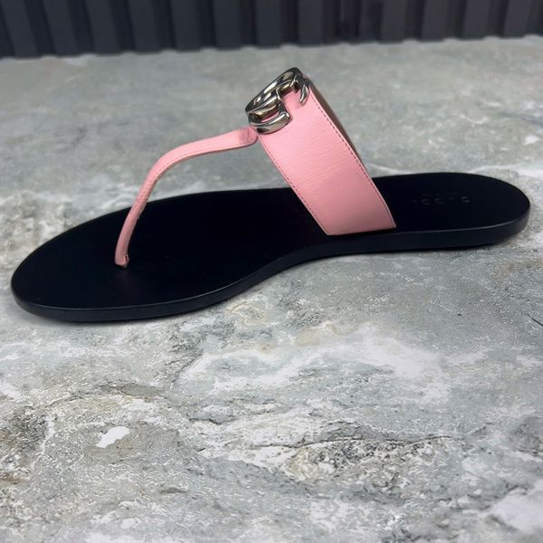 Thong GG Buckle Marmont Sandals Pink Leather