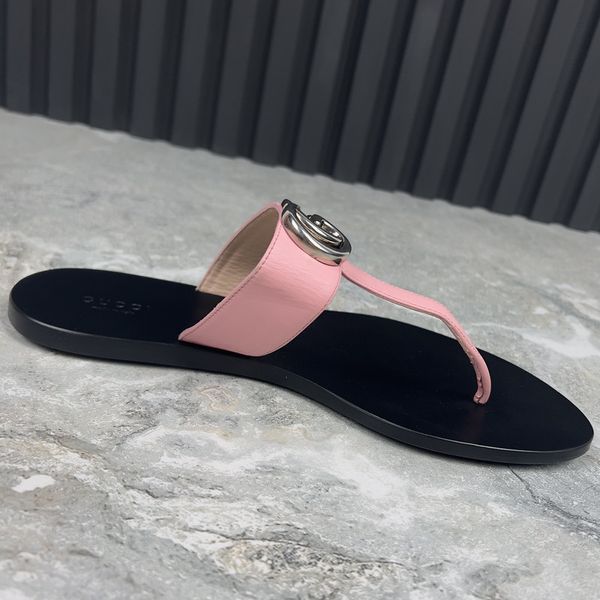 Thong GG Buckle Marmont Sandals Pink Leather