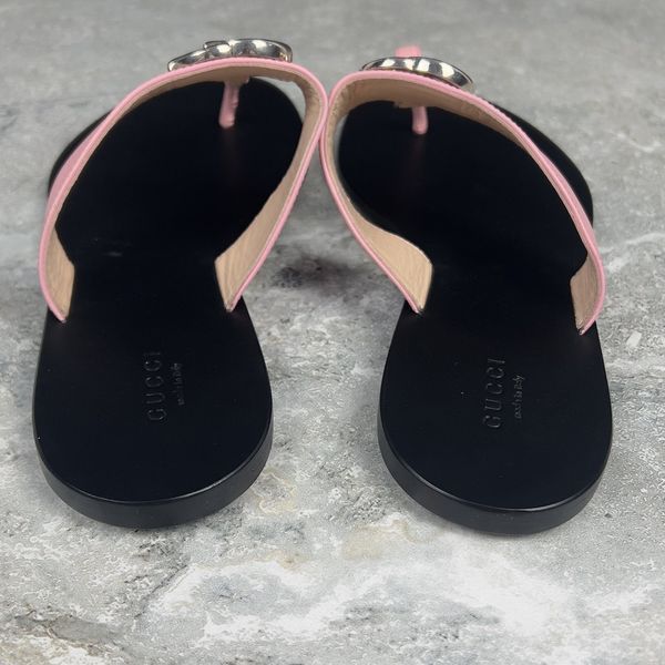 Thong GG Buckle Marmont Sandals Pink Leather