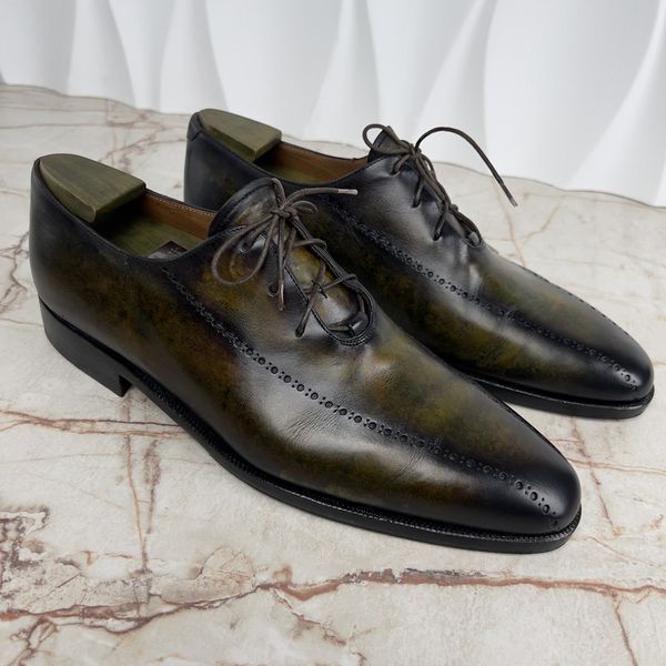 Dress Shoes Oxfords Green Patina Leather