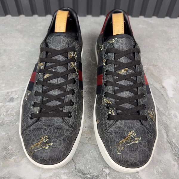 Ace Web GG Supreme Tiger Canvas Gray Leather