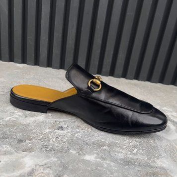 Princetown Horsebit Mules Black Leather