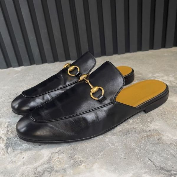 Princetown Horsebit Mules Black Leather
