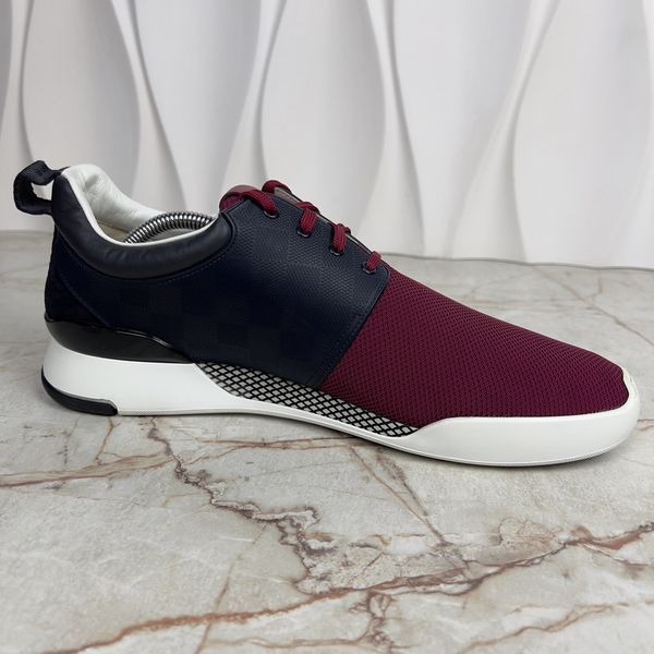 Fastlane Damier Sneakers Maroon Blue Mesh
