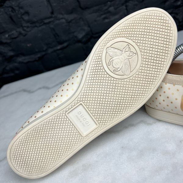 Falacer Logo Stars Print Bees Embroidered Beige Leather