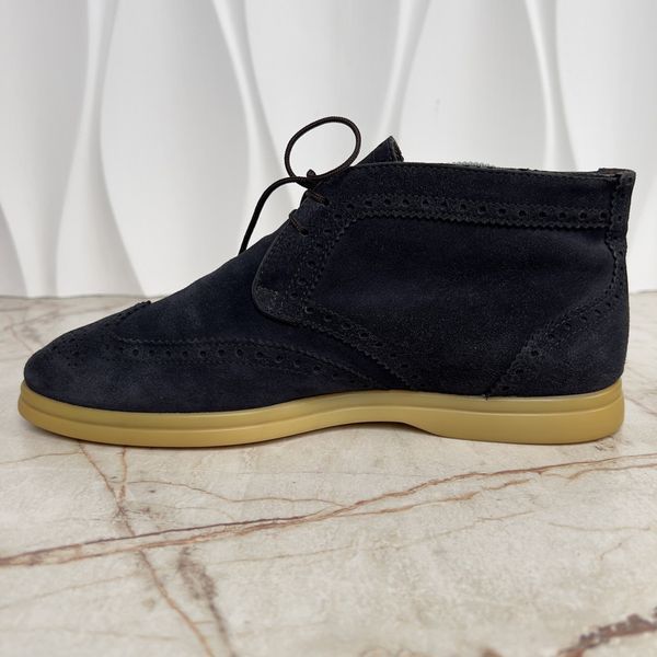 Desert Laced Boots Wing Tip Navy Suede
