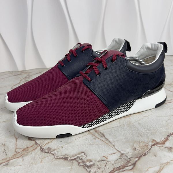 Fastlane Damier Sneakers Maroon Blue Mesh