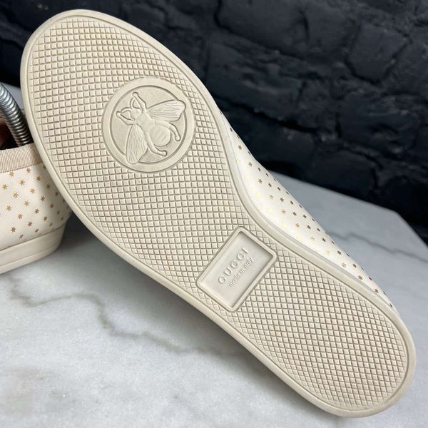 Falacer Logo Stars Print Bees Embroidered Beige Leather