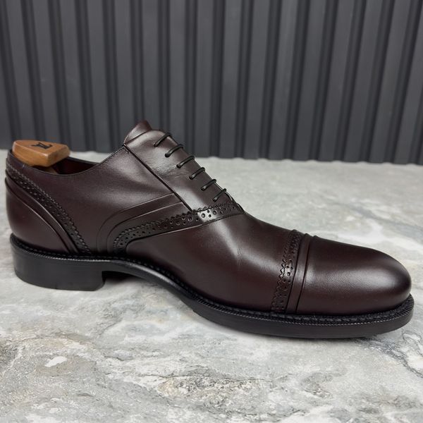 Derby Dress Shoes Burgundy Leather