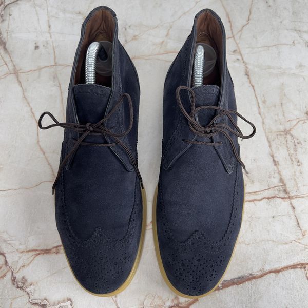 Desert Laced Boots Wing Tip Navy Suede