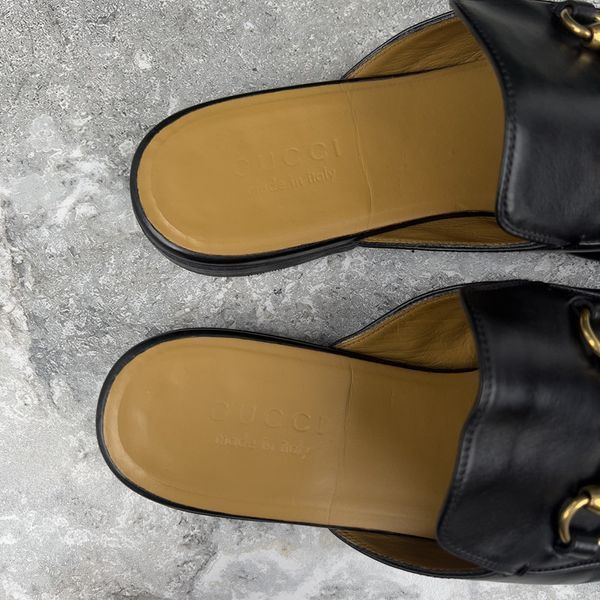 Princetown Horsebit Mules Black Leather
